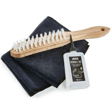 Hantelstangen Pflegeset - ATX® Barbell Oil, 2 Mikrofaser- / Pflegetücher und Bürste
