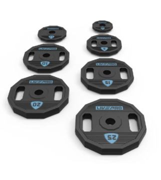 LIVEPRO 12-Eckige Hantelscheibe, Polyurethan - 1,25 bis 25 kg