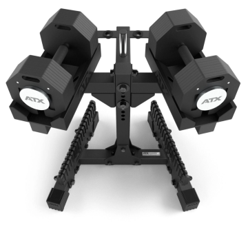 ATX® Octa-Dumbbells 2 x 36 kg - Verstellbare Hanteln inkl. Ablageständer